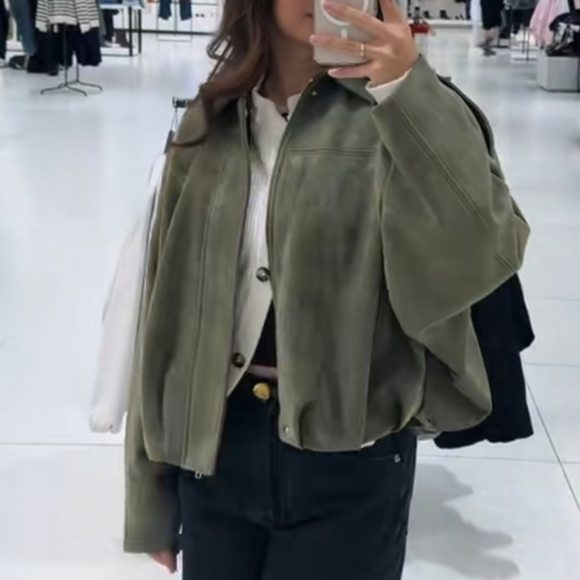 Zara Olive Bomber Jacket - Picture 3 of 3